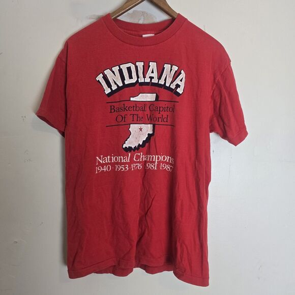 Vintage 1987 Indiana University Basketball Champions T-Shirt Single Stitch - Picture 1 of 7